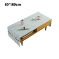 thumbnail image 3 of Cotton Linen Tablecloth Rectangular TV Cabinet Coffee Desktop Fringe Waterproof Table Cloth for Dining Hall Garden 60*160cm Blue gray, 3 of 10