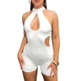 thumbnail image 2 of Biekopu Women Romper, Sleeveless Hanging Neck Solid Color Cutout Spring Summer Wrapped Short Jumpsuit, 2 of 6