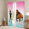 thumbnail image 3 of Homewish Galloping Horse Black Out Curtains For Teens Female Men,Western Farmhouse Animal Curtains Pack of 2 (42x63 Each),Cherry Blossom Bedroom Curtains,Gradient Room Decor, 3 of 6