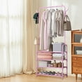 thumbnail image 6 of Solid Wood Coat Rack Freestanding Clothing Rack with Wheels Shelves Storage & Hooks Heavy Duty Clothes Rack Wood Coat Tree Stand Hat Hanger Rack for Corner Bedroom Entryway Living Room Hotel, 6 of 6