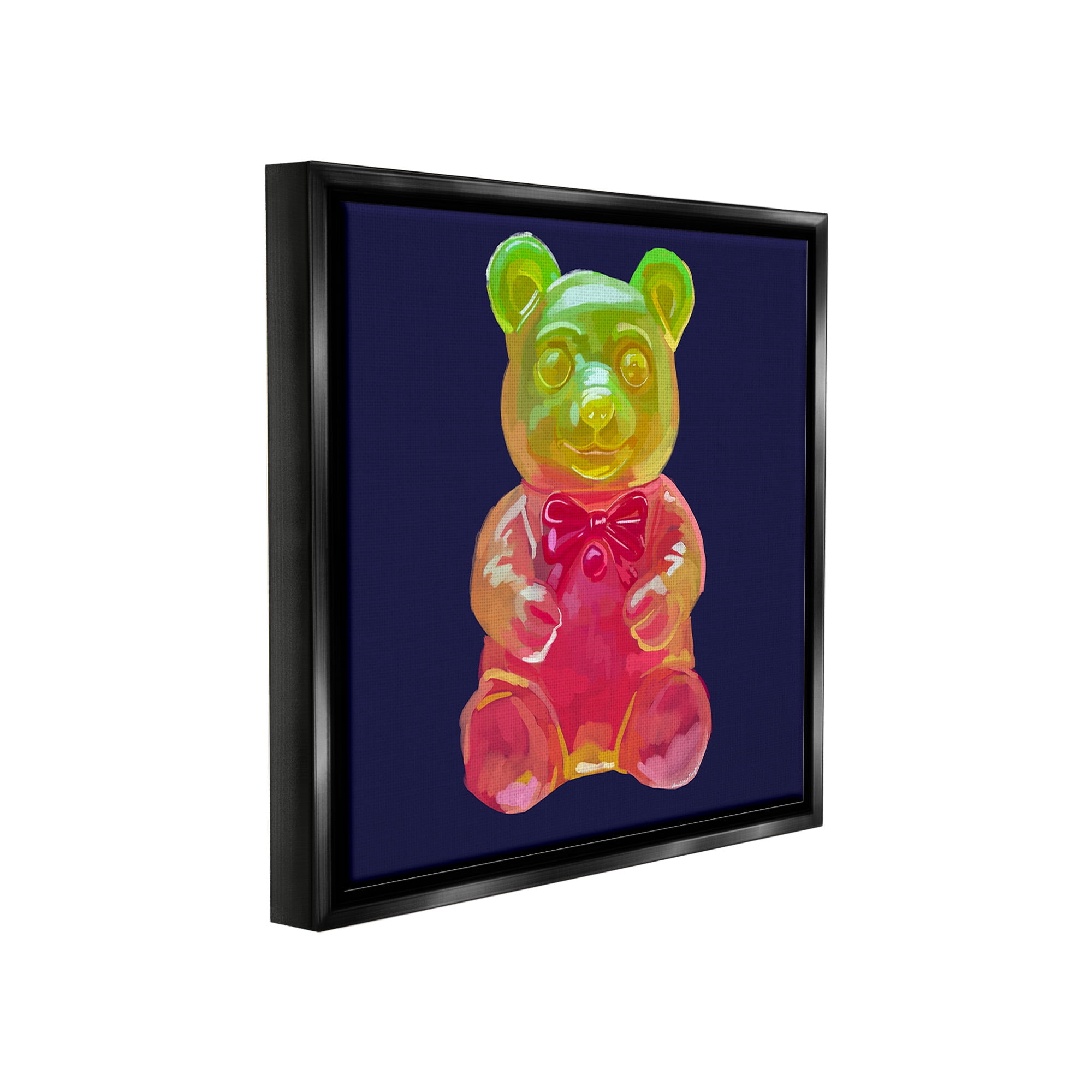 Stupell Industries Candy Bear on Blue Food & Beverage Painting Black Floater Framed Canvas Art Print Wall Art, 25 x 25