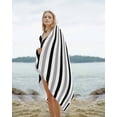 thumbnail image 2 of Black Gray Striped Beach Towels Oversized Super Absorbent, Farmhouse Stripe Art Lightweight Bath Towel Quick Dry Sets For Bathroom/Pool/Rv Camping/Beach Play/Gym Room/Picnic 23"x47", 2 of 8