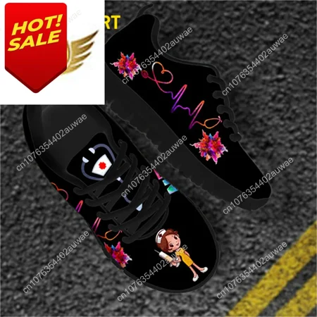 

Divertente cartone animato infermiera ragazza modello donna appartamenti scarpe primavera autunno maglia Lace Up Sneaker calzatu