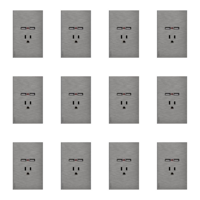 Placa Con 1 Contacto Y 2 Entradas USB Lucek FlatPack 12 plateado