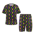 thumbnail image 1 of Fotbe Mardi Gras Shiny Green Purple Pijama Estampada de 2 Piezas para Niños – Ropa de Dormir de Manga Corta Cómoda para Niños y Niñas, Camiseta y Shorts de Algodón-3X-Large, 1 of 6