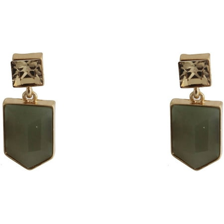 Online Gold Tone Geometric Olive Green Stud Earrings Gold Tone Geometric Olive Green Stud Earrings