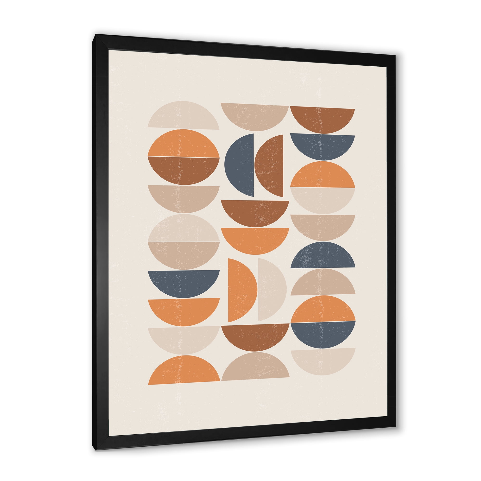 Designart 'Abstract Moon and Sun In Orange and Blue' Modern Framed Art Print