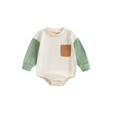 

Newborn Baby Boy Oversized Romper Sweatshirt Long Sleeve Bodysuit Contrast Color Pullover