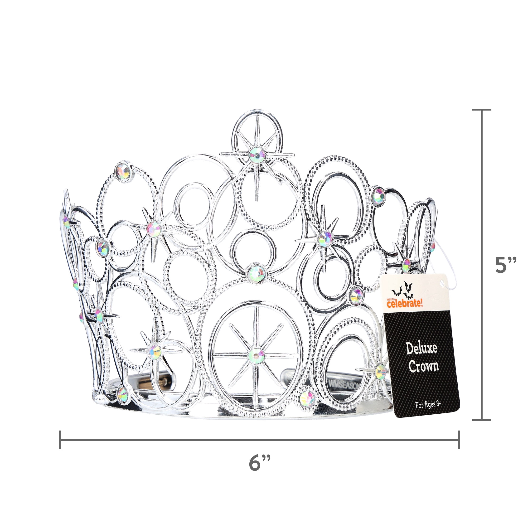 Deluxe Crown Costume Accessory for Adults, Silver, Halloween by Way To Celebrate