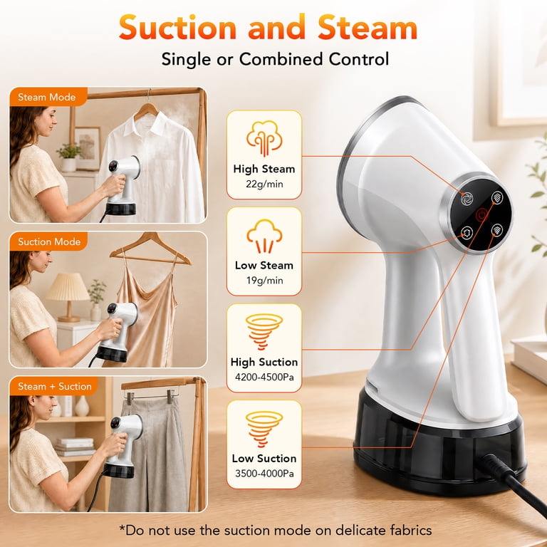 VAMOUT Vacuum Steamer, 1200W 2-in-1 with Suction photo 4