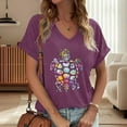 thumbnail image 2 of XIAOCHA Women's V Neck Graphic T-Shirt For Casual Spring And Summer Everyday Wear, 2 of 4