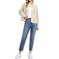 thumbnail image 2 of INSPIRE CHIC Fleece Short Jacket for Women Button Down Lightweight Long Sleeve Soft Fall Crop Jackets with Pockets XS Beige, 2 of 6