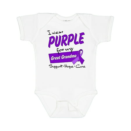 

Inktastic I Wear Purple for My Great Grandma-Support Hope Cure Boys or Girls Baby Bodysuit