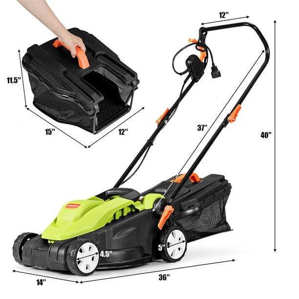 Costway 14 Inch 12Amp Lawn Mower w Folding Handle Electric Push