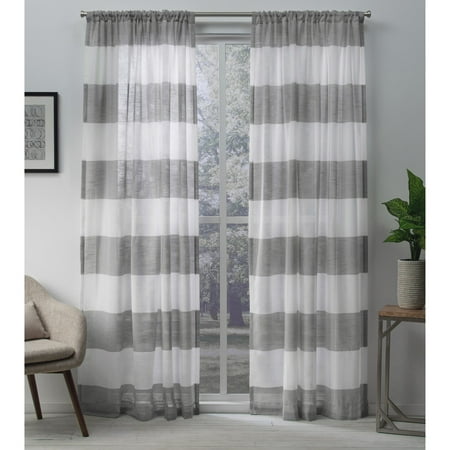 Exclusive Home Curtains 2 Pack Darma Sheer Linen Rod Pocket Curtain (Best Way To Wash Sheer Curtains)