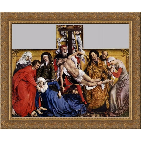 Descent from the Cross 23x20 Gold Ornate Wood Framed Canvas Art by Weyden, Rogier van der