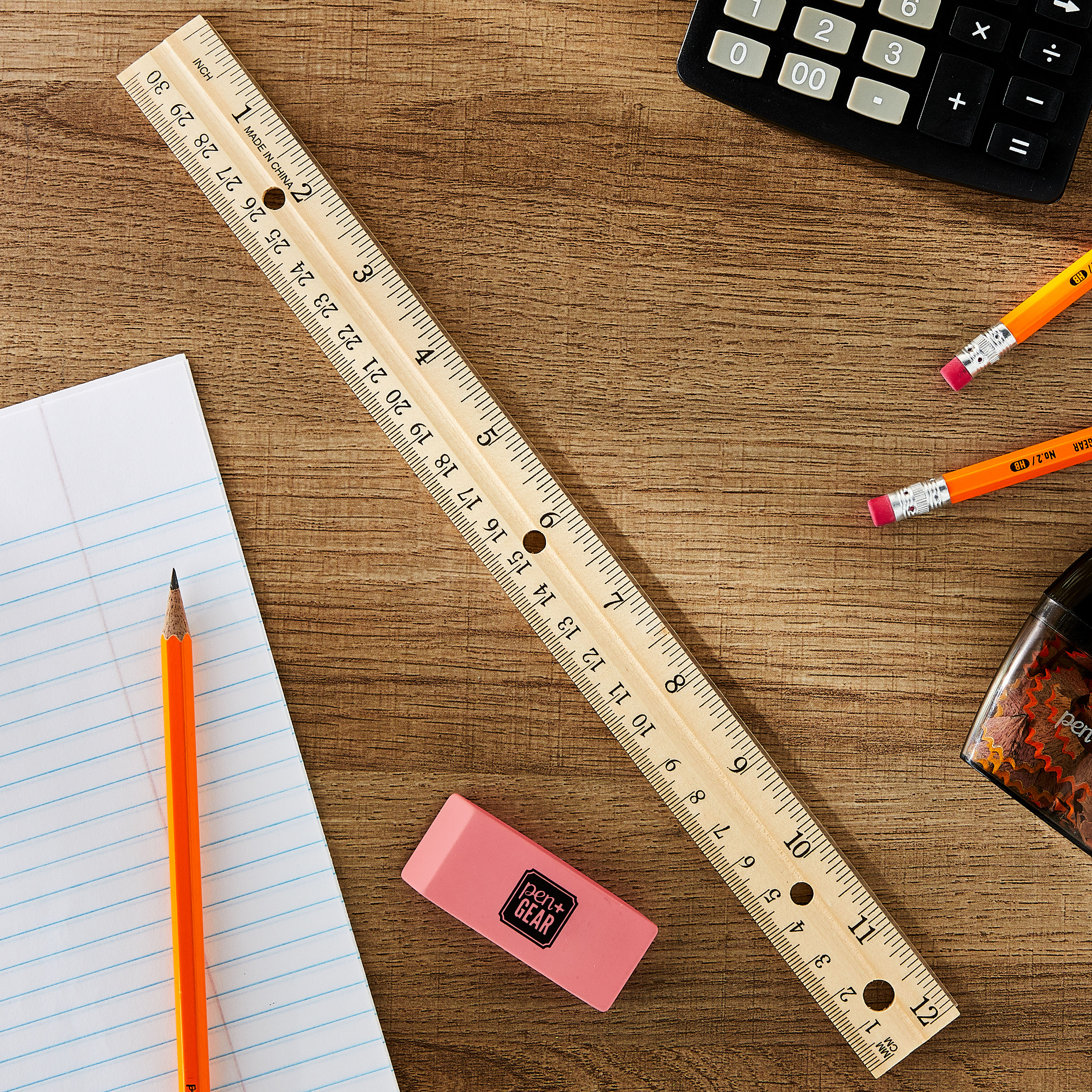 Regla de madera Pen + Gear, 12 pulgadas, ideal para nivel educativo de primaria a preparatoria 2