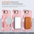 thumbnail image 2 of Allytechgroup Rugged Back Case for iPhone 16e, Compatible with MagSafe Full Body Protection Soft TPU Bumper Shockproof Anti-Scratch Magnetic Case with Kickstand for iPhone 16e, Pink, 2 of 7