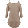 thumbnail image 3 of Made by Johnny Women's 3/4 Sleeve Hollowed Out Shoulder Top S TAUPE, 3 of 6