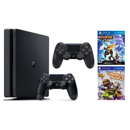 Sony PlayStation 4 Slim, 1TB Gaming Console with 2nd Controller, and with Ratchet and Clank, and with Little Big Planet 3