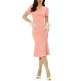 thumbnail image 2 of INSPIRE CHIC Women's Vintage Wear-to-Work Dress Short Sleeve Mermaid Bodycon Midi Dresses L Pink, 2 of 6