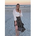 thumbnail image 3 of FreshPrettyWomen Summer Spring Boho Long Skirts Dress Floral Print Elastic Waist Split Ruffle High Low Beach Maxi Skirt, 3 of 6