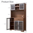 thumbnail image 6 of 71" Kitchen Hutch Storage Cabinet Set of 2 with Wine Rack & Charging Station, Pantry Cabinet, Coffee Bar Cabinet & Liquor Cabinet with Storage, LED Lights for Kitchen, Dining Room, Home Bar,(Brown), 6 of 7