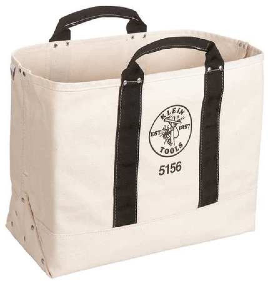 KLEIN TOOLS 5156 Tool Tote, 6 Canvas, 1 Pockets, Beige, 15" Height