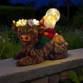 thumbnail image 4 of 9.13in Solar Gnome Riding Highland Cow Garden Statue with Globe Light Decor, Farmhouse Outdoor Solar Figurine Patio Yard Lawn Decorative Accent, 4 of 7