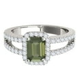 thumbnail image 2 of Mauli Jewels Rings for Women 2.77 Carat Diamond and Emerald Shaped Green Amethyst Ring prong 10K White Gold, 2 of 6