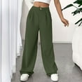 thumbnail image 4 of ZACPNCV Womens Loose Wide Leg Pants Casual Trousers High Waisted Loose Straight Leg Stylish Pants Suit Pants Olive Green, 4 of 8