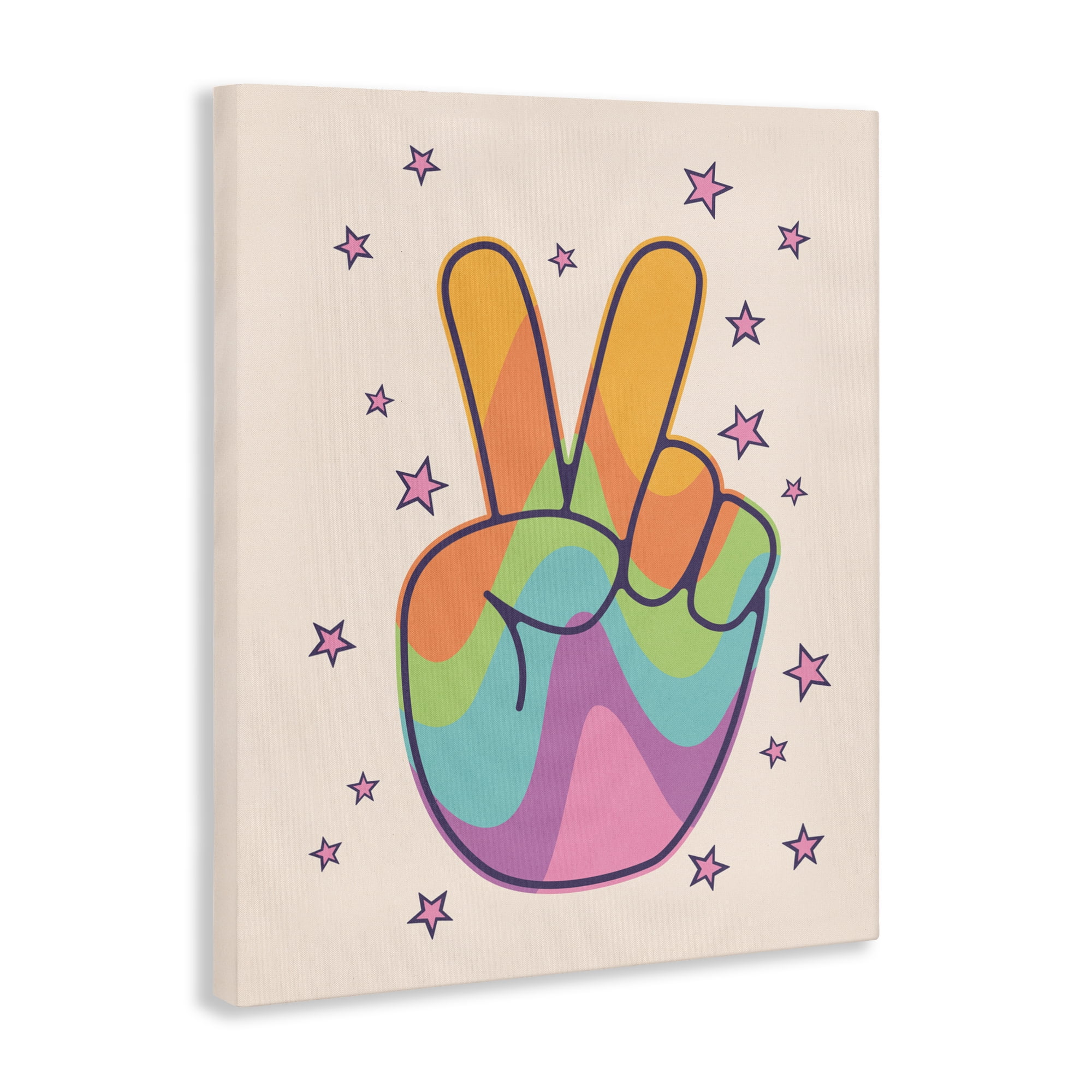 Stupell Industries Peace Sign Retro Rainbow Canvas Wall Art, design by LSR Design Studio