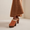thumbnail image 4 of YDN Women Comfy Rivets Slip On Backless Mules Round Toe Fur Sandals Platform Chunky High Heels Daily Slide Shoes Size 10.5 Orange, 4 of 4