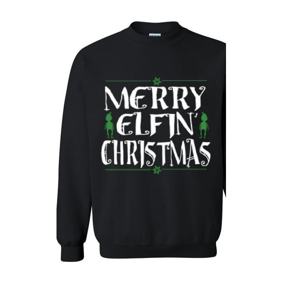 MmF - Women Sweatshirts and Hoodies - Merry Christmas ELF in Green