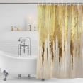 thumbnail image 4 of Abstract Gold Shower Curtain, Waterproof Shower Curtains for Bathroom, Modern Brush Luxury Strokes Artwork Washable Fabric Cloth Bathroom Curtain Set Bathtub Decor with Hook 66''x72'', 4 of 9