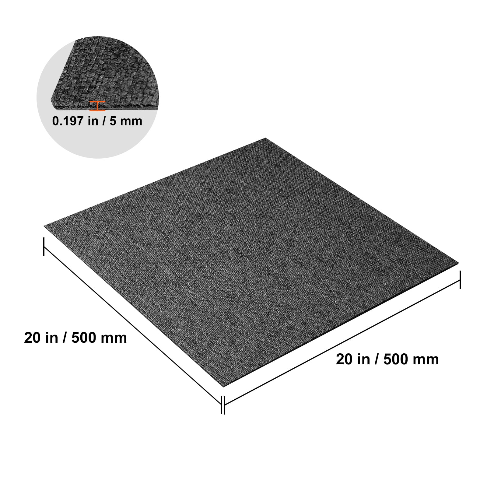 SKYSHALO Carpet Tile Floor 20pcs Squares w/Padding Attached 20"x 20"Dark Gray