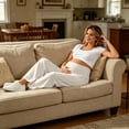 thumbnail image 6 of Taqqpue Maternity Pants for Pregnant Women High Waist Elastic Drawstring Wide Leg Casual Sports Trousers Plus Size Breathable Comfortable Full Length Pregnancy Pants for Women Size M-XXL, 6 of 7