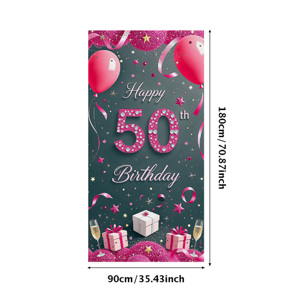 Glamorous Pink Glittery 50th Birthday Banner Background Party Decors for Photography Props Birthday Party Decorations Celebration Event