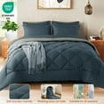 thumbnail image 2 of Sonoro Kate Queen Comforter Set Navy Blue, Bed in a Bag 7 Pieces, Luxury Soft All-Season Bedding Set with Down Alternative Comforter, 1 Flat & 1 Fitted Sheets, 2 Pillowcases & 2 Shams, 2 of 8