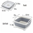 thumbnail image 2 of Collapsible Dish Basin with Drain Plug, 9L 2.4 Gallon Portable Wash Basin Dishpan Space Saving Dish Washing Tub Foldable Sink Tub Kitchen Storage Tray Grey, 2 of 6