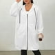 thumbnail image 5 of HongQid Women's Zip Up Hoodies Long Sleeve Long Tunic Sweatshirts Oversized Casual Waffle Fall Jacket Coat with Pocket, 5 of 5
