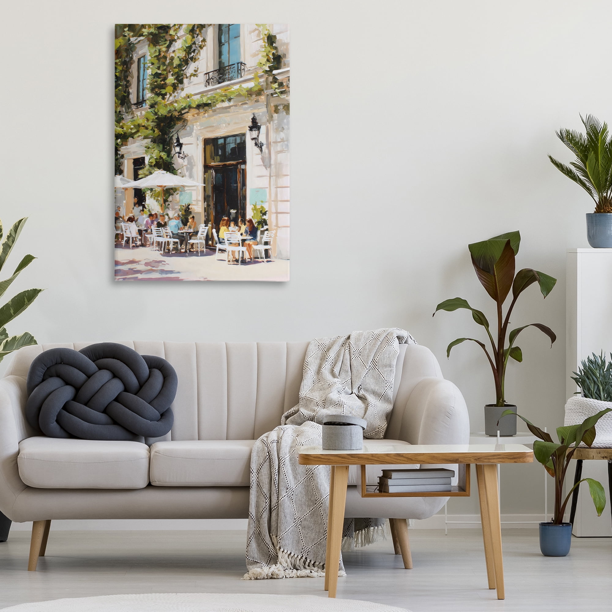 Stupell Industries Streetside Cafe Terrace with Ivy Canvas Wall Art, design by Petal Prints Design