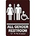 thumbnail image 3 of All Gender Restroom Sign, 6"x 9" Tactile Wall Sign, Braille Grade II (Brown), 3 of 3