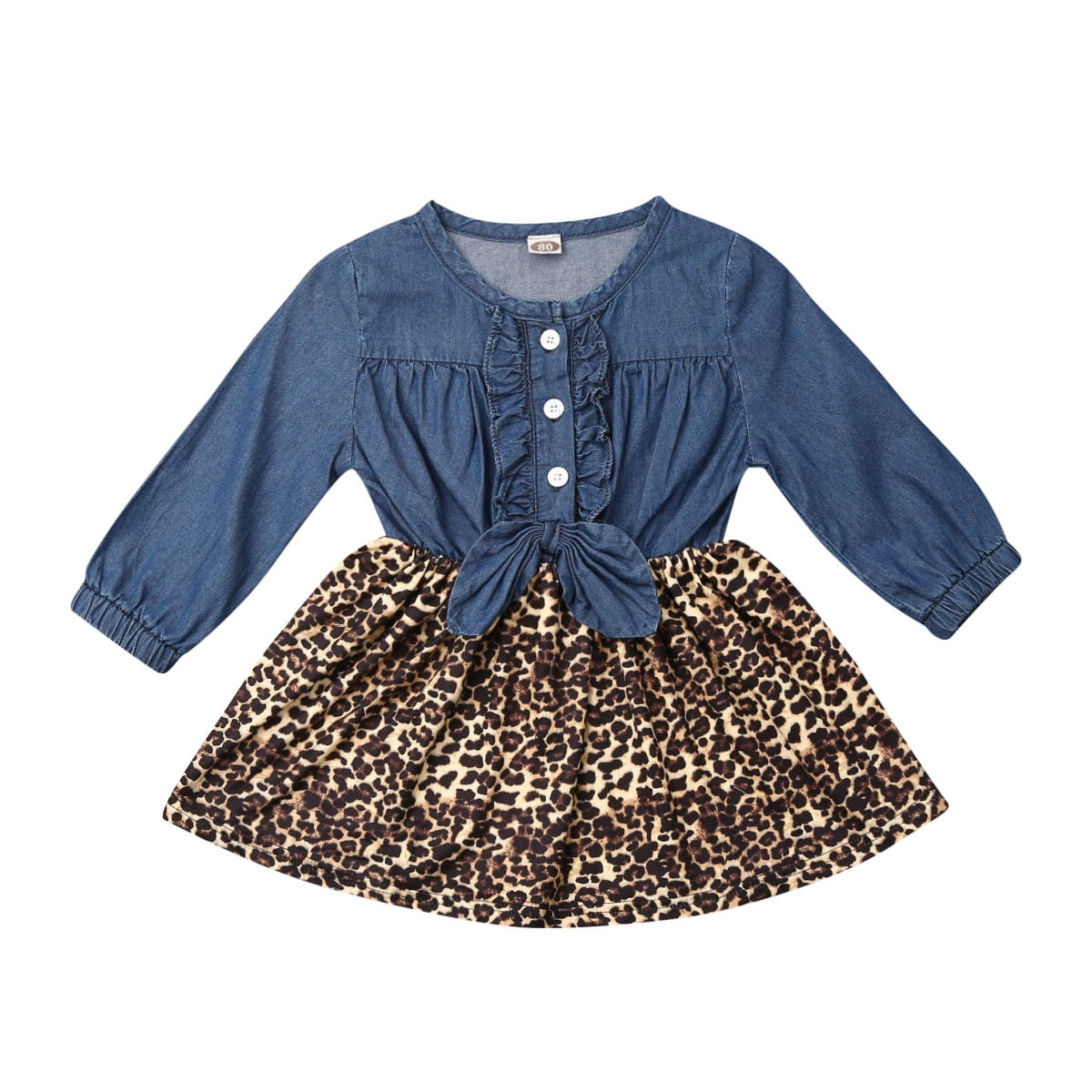 denim leopard dress