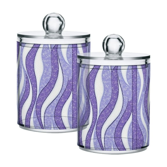 Lavender Waves Cotton Swabs Cans Translucent Plastic Canisters Dustproof Lid for Bathroom Storage