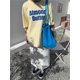 thumbnail image 4 of Bolso azul de moda coreano para mujer, bolso de hombro grande con estampado de moda, bolso de compras de lona., 4 of 5