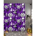 thumbnail image 2 of Halloween Pumpkin Shower Curtain Set ，Waterproof Fabric Shower Curtains Skull Head Hat Purple Background Shower Curtains for Bathroom,Bathroom Decor 36"x72", 2 of 6