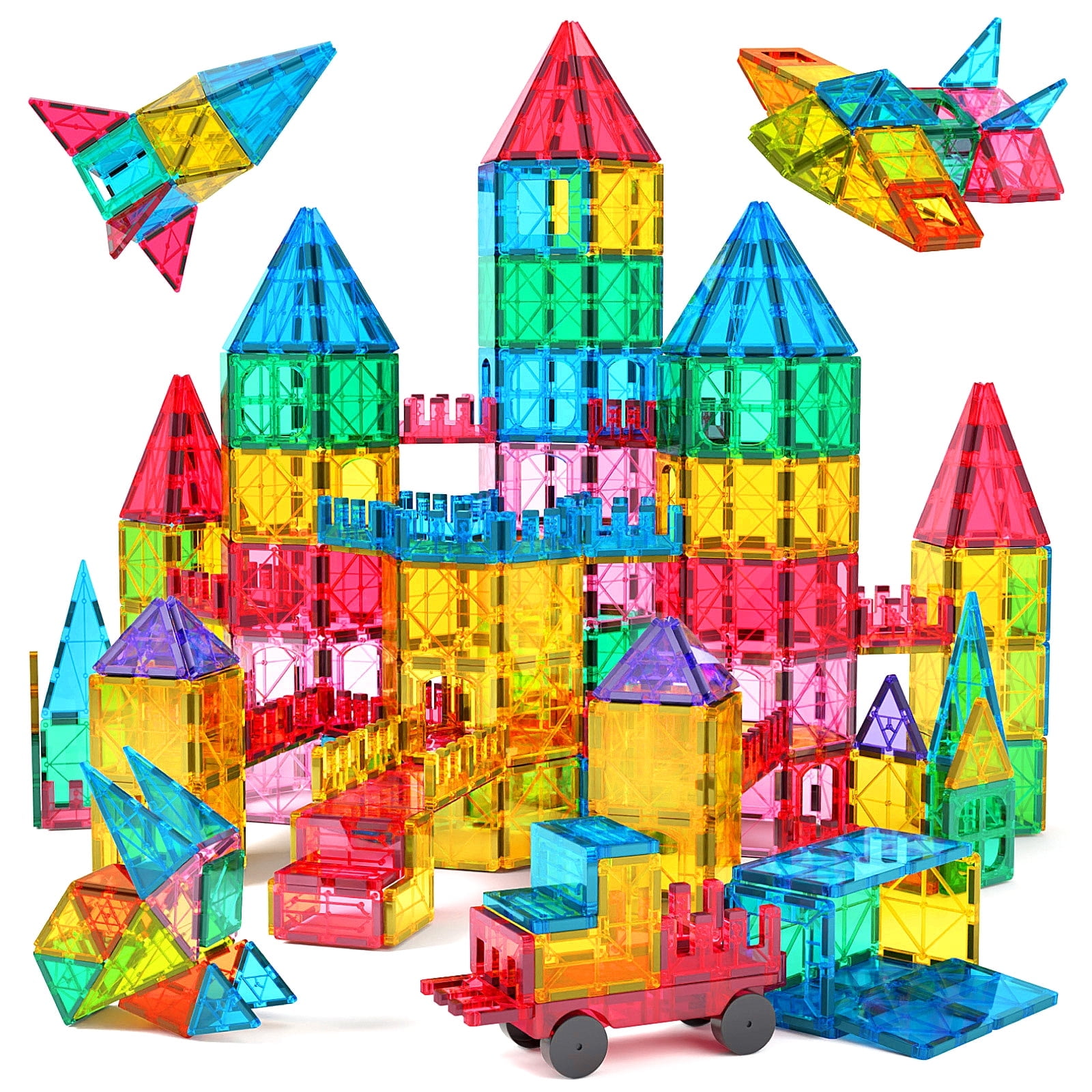 Jasonwell Magnetic Tiles for Kids 65PCS Magnetic Building Blocks Set Educational STEM Magnet Tiles Toys for Boys Girls Preschool Kidergarten Classroom