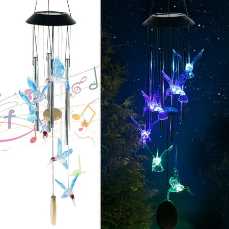 

Littleduckling LED Solar Wind Chime Light Colorful Solar Powered LED Light with Bells Waterproof Wind Bell Hanging Lamp Light Sensor Birds Decorative Wind Chime Lamp for Home Patios Porch Decor