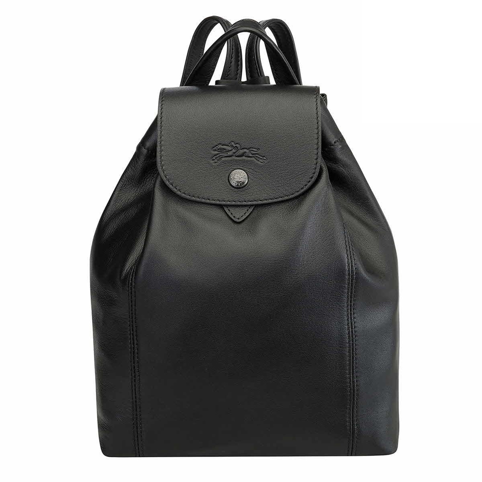 LongChamp Women's Le Pliage Cuir Black Leather Backpack 